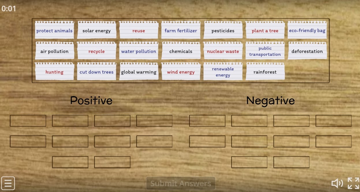 7.9 Environment – Positive & Negative (7. Sınıf 9. Ünite Kelime Oyunları) | Games