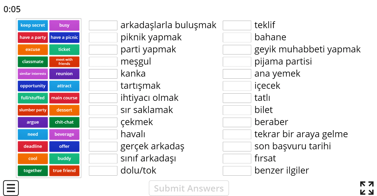 Check your vocabulary matching