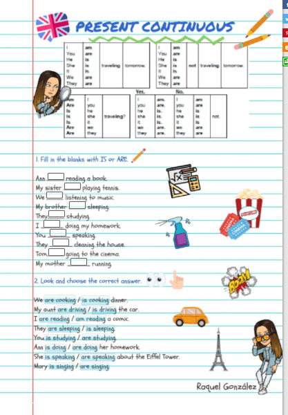 6.3 Present Continuous Tense Exercise by Raquelgm95