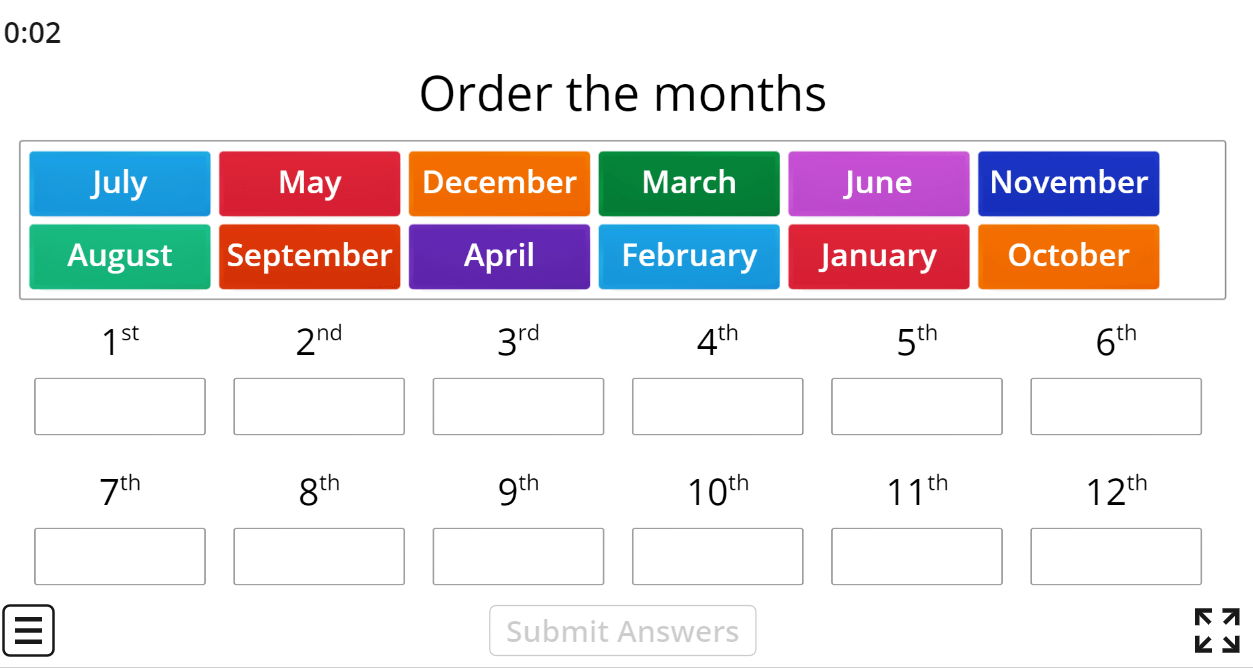 5.7 Order the months (5.Sınıf İngilizce Party Time)