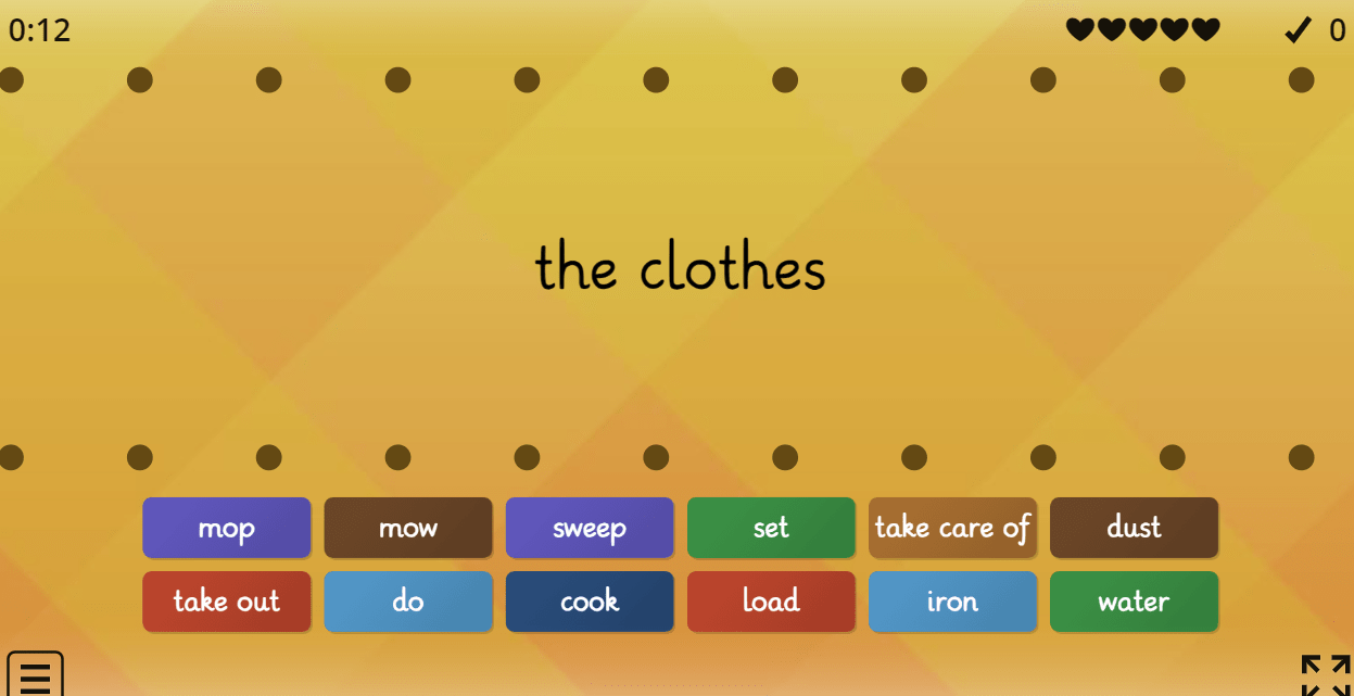 8.8 Chores - Find the match (8.sınıf İngilizce Chores)