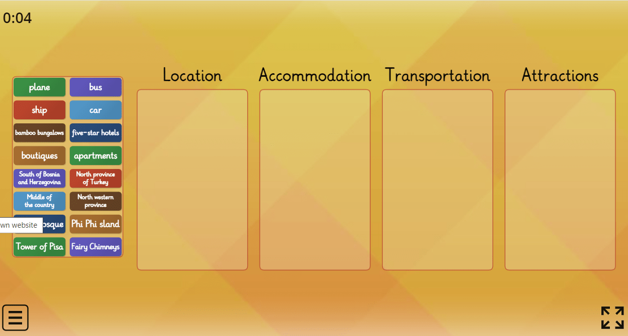 8.7 Tourism - Categorize the words (8.Sınıf İngilizce Tourism)