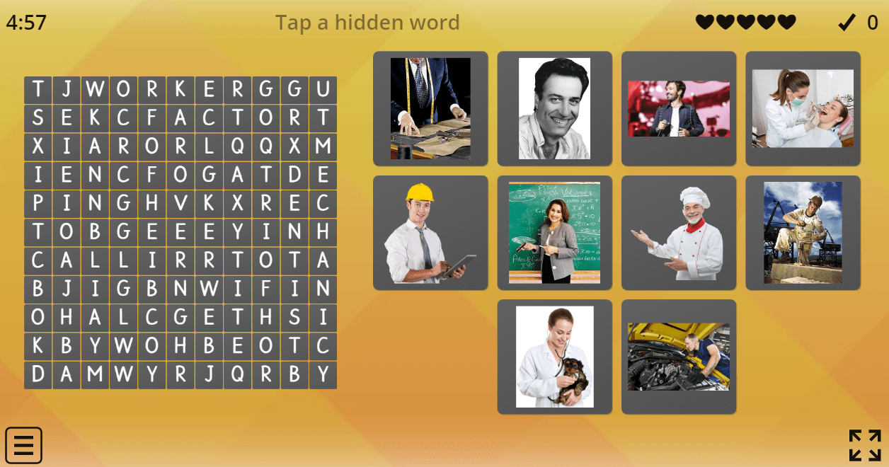 6.6 Occupations - Wordsearch (6.sınıf İngilizce Occupations)