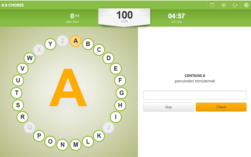 8.8 Chores (ABC Game) (8.Sınıf İngilizce Chores)