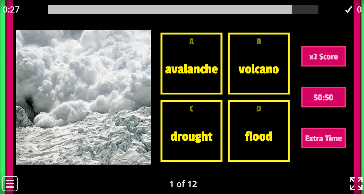 8.10 Natural Forces Vocabulary (Quiz Game) (8.sınıf İngilizce)