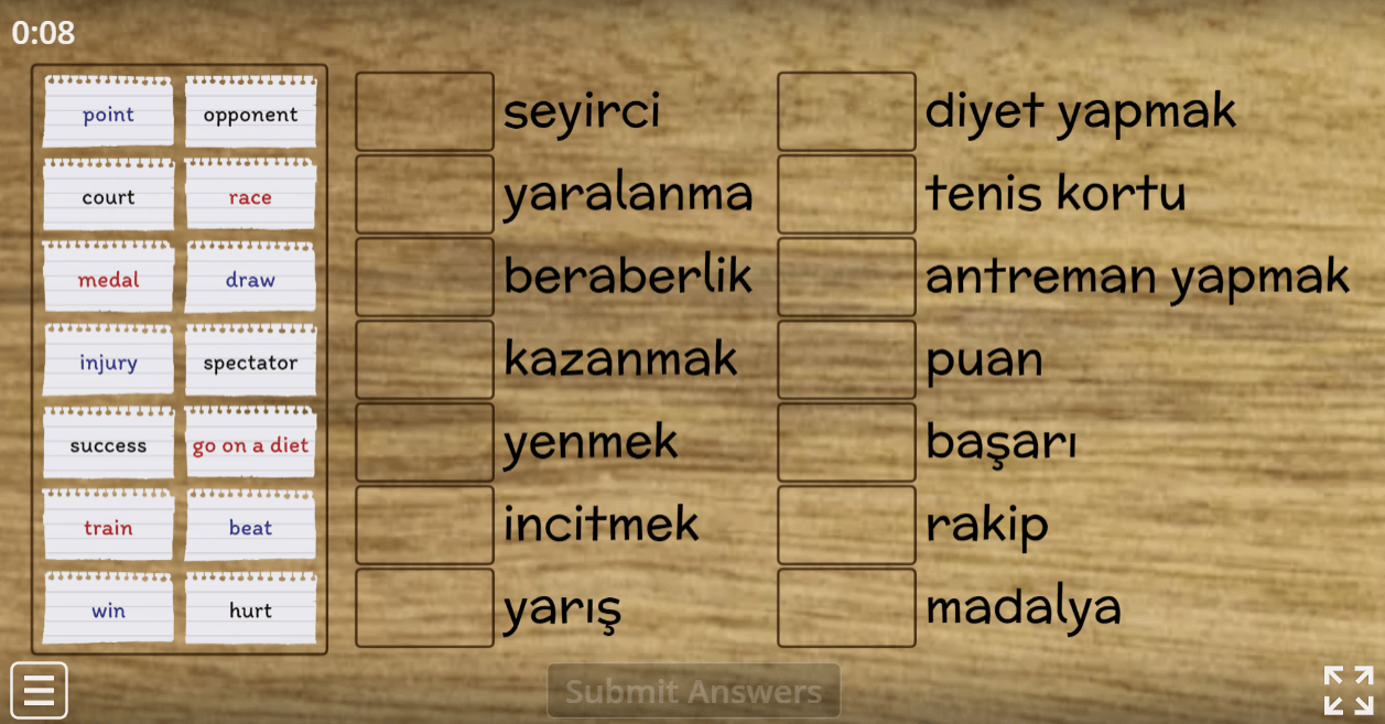 7.2 Sports Vocabulary (Ortaokul İngilizce Oyunlar)