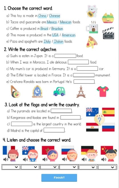 Countries and  Adjectives Worksheet by Africa_Andres_Segovia
