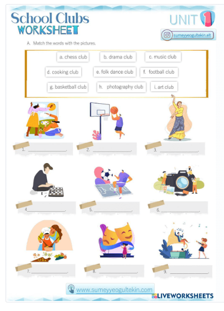 6.1 School Clubs Interactive Worksheet