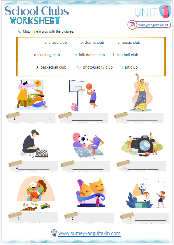 6.1 School Clubs Worksheet